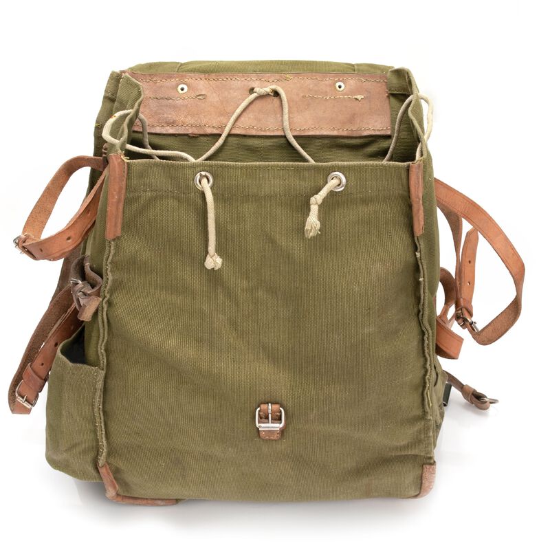 Romanian Military Canvas Backpack | Leather Straps, , large image number 4