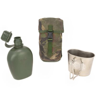 Dutch Canteen & Cup With Woodland MOLLE Cover