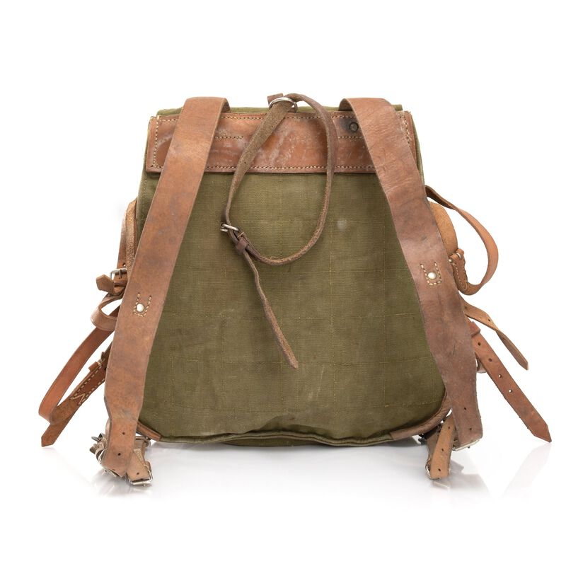 Romanian Military Canvas Backpack | Leather Straps, , large image number 3